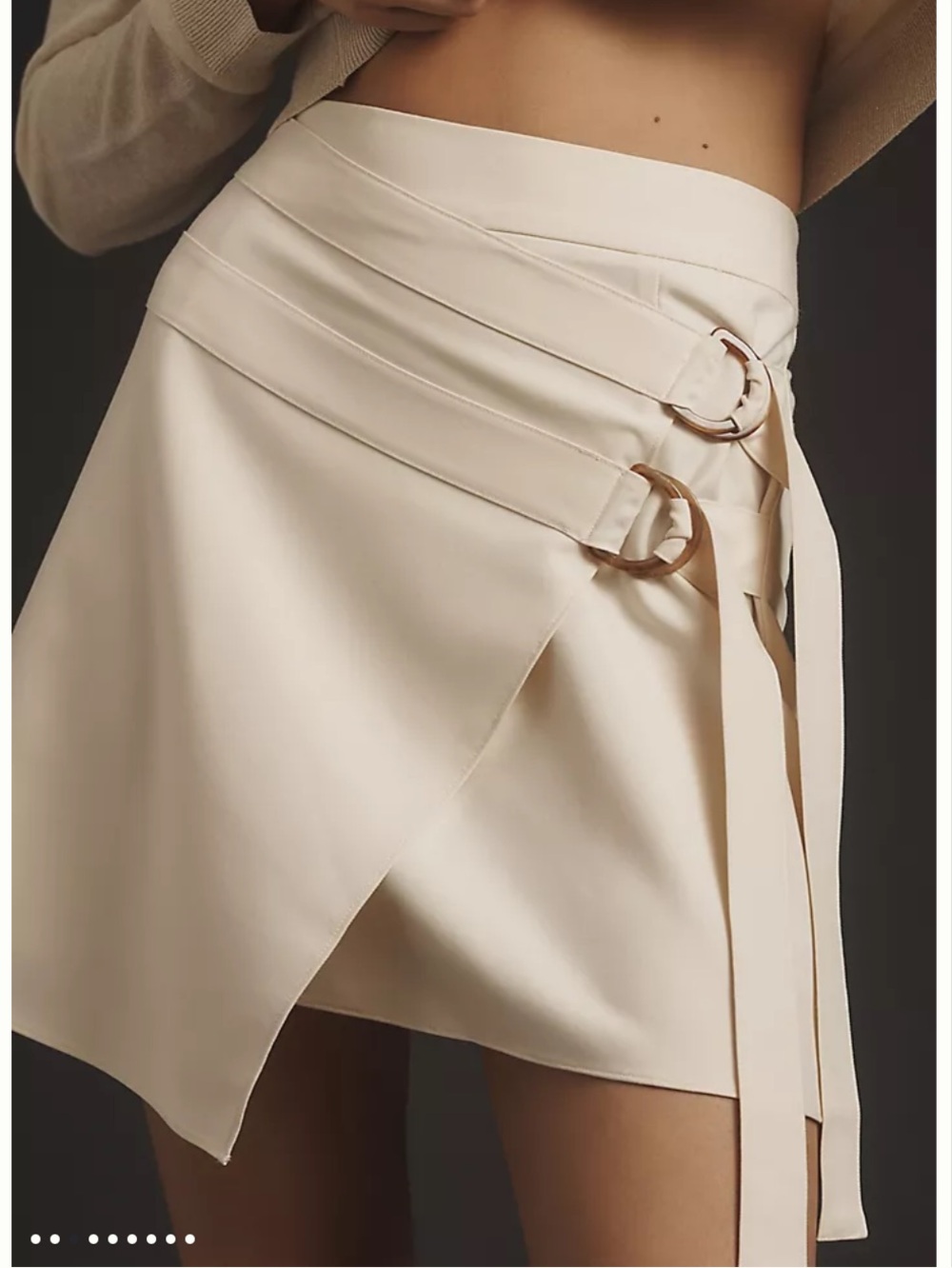 Mare Mare / Anthropologie cream faux wrap around mini skirt, M